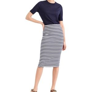 J. Crew Knit Pencil Skirt in Navy Stripe size 00
